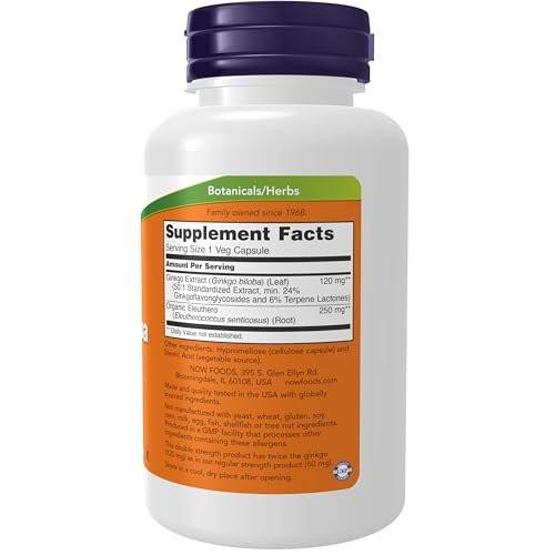 NOW Foods Supplements, Ginkgo Biloba 120 mg, Double Strength, Non-GMO Project Verified, 100 Veg Capsules - görsel 4