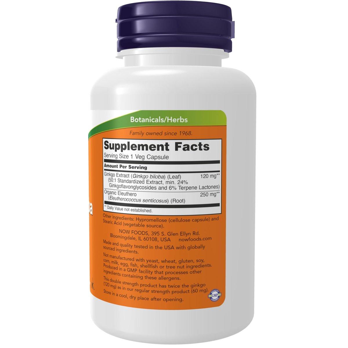 NOW Foods Supplements, Ginkgo Biloba 120 mg, Double Strength, Non-GMO Project Verified, 100 Veg Capsules - görsel 3
