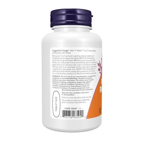 NOW Supplements, Red Yeast Rice (Monascus purpureus) 1,200 mg, Nutritional Support, 60 Tablets - görsel 2