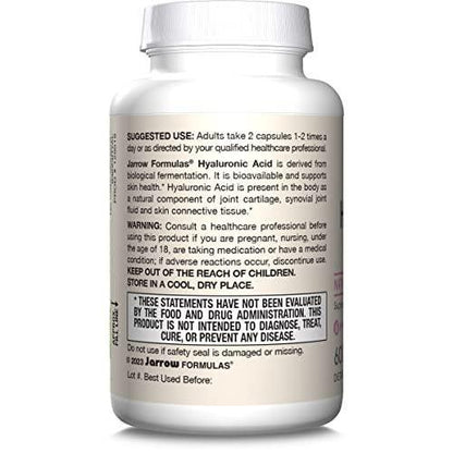 Jarrow Formulas Hyaluronic Acid 120 mg, Dietary Supplement, Skin Health Support, 60 Veggie Capsules, Up to 30 Day Supply