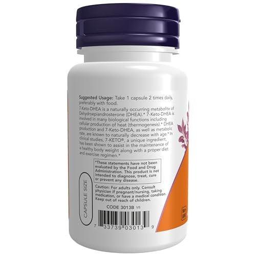 NOW Foods 7-Keto (DHEA Acetate-7-one) 100 mg, Weight Management*, 60 Veg Capsules - görsel 1