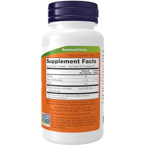 NOW Foods Supplements, Chlorella 1000 mg with naturally occurring Chlorophyll, Beta-Carotene, mixed Carotenoids, Vitamin C, Iron and Protein, 60 Tablets - görsel 4