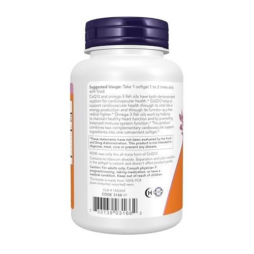 NOW Foods Supplements, CoQ10 60 mg with Omega 3 Fish Oil, Cardiovascular Health*, 120 Softgels - görsel 4