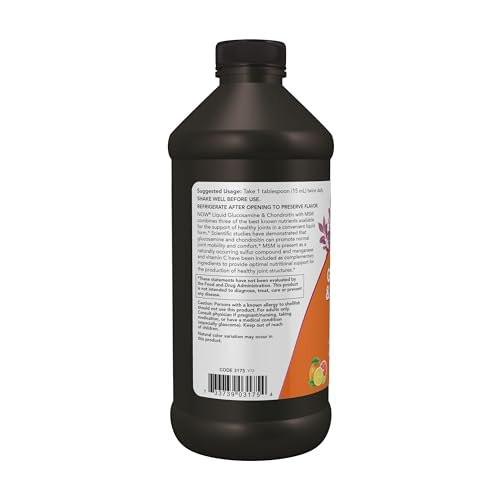 NOW Supplements, Glucosamine & Chondroitin with MSM, Liquid, Joint Health, Mobility and Comfort*, 16-Ounce - görsel 1