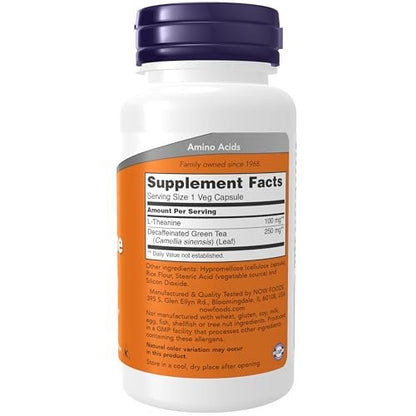 NOW Foods Supplements, L-Theanine 100 mg – Convenient Veg Capsules: Easy-to-swallow vegetable capsules suitable – Image 4