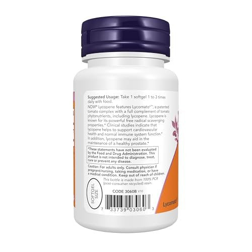 NOW Supplements, Lycopene 10 mg with Natural Extract from Tomatoes, Free Radical Scavenger*, 60 Softgels - görsel 3