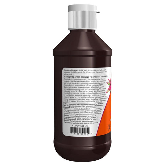 NOW Foods Vitamin B-12 Complex Liquid, 8 oz – Energy Production & Nervous System Health