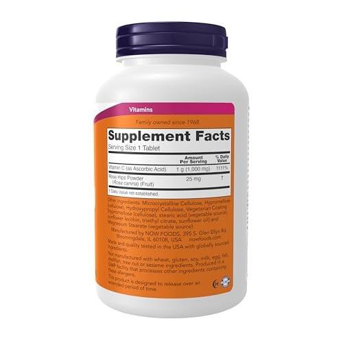 NOW Foods Supplements, Vitamin C-1,000 with Rose Hips, Sustained Release, Antioxidant Protection*, 250 Tablets - görsel 1