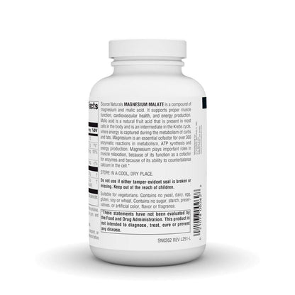 Source Naturals Magnesium Malate - 3750mg Per Serving - Essential Magnesium Malic Acid Supplement - 180 Tablets
