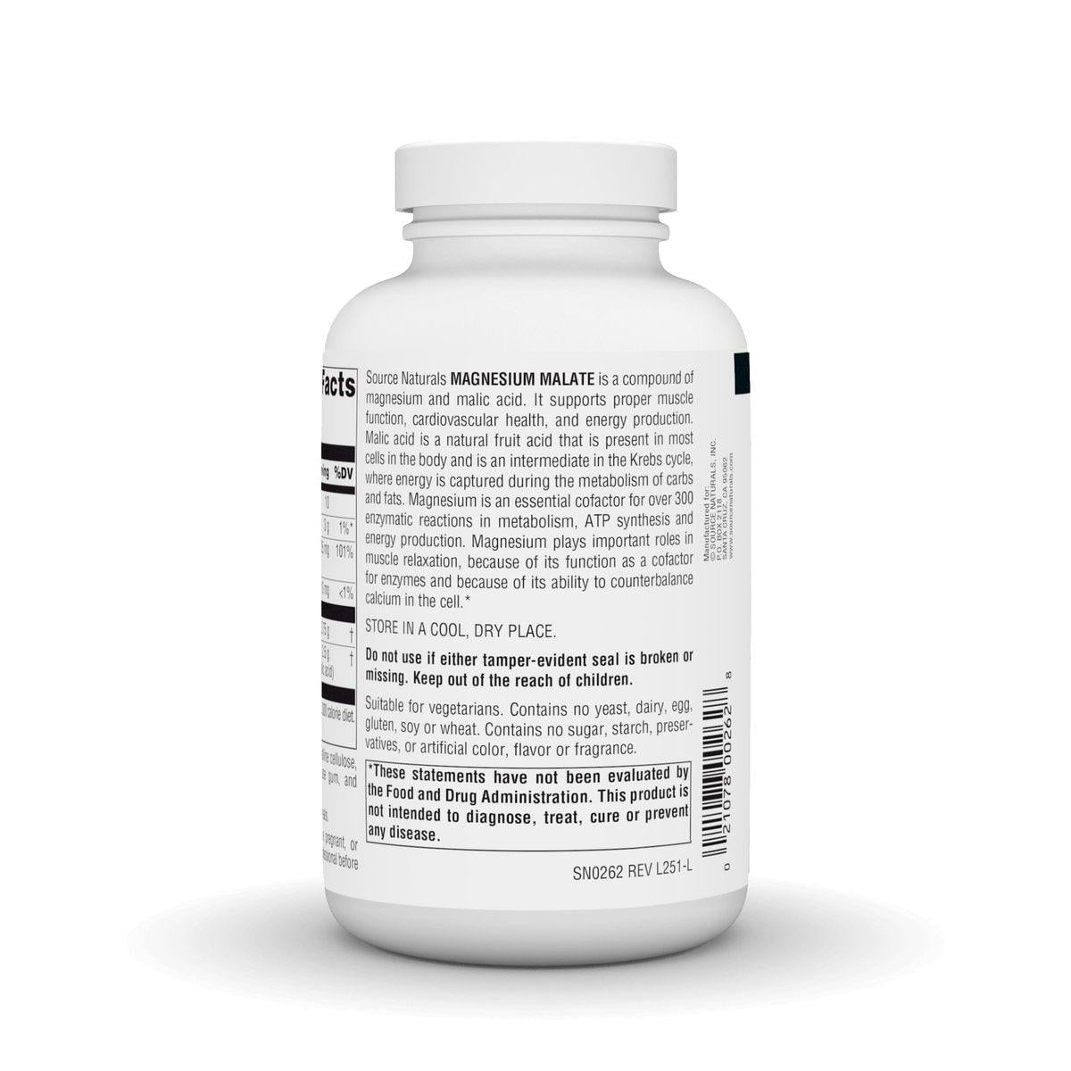 Source Naturals Magnesium Malate - 3750mg Per Serving - Essential Magnesium Malic Acid Supplement - 180 Tablets - görsel 1