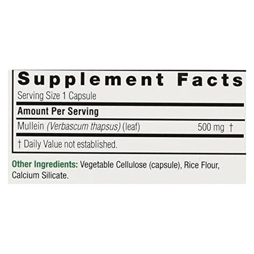 Nature's Answer Mullein Leaf Capsules 90 - Alcohol Free, Vegetarian, Vegan, Gluten Free - Supports Respiratory Function & Lung Health - görsel 4