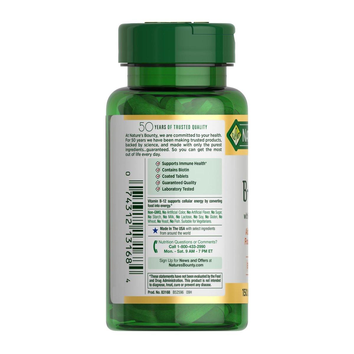 Nature's Bounty Super B Complex Vitamins with Vitamin C & Folic Acid, Vitamins for Immune & Cellular Energy Support, 150 Tablets - görsel 4