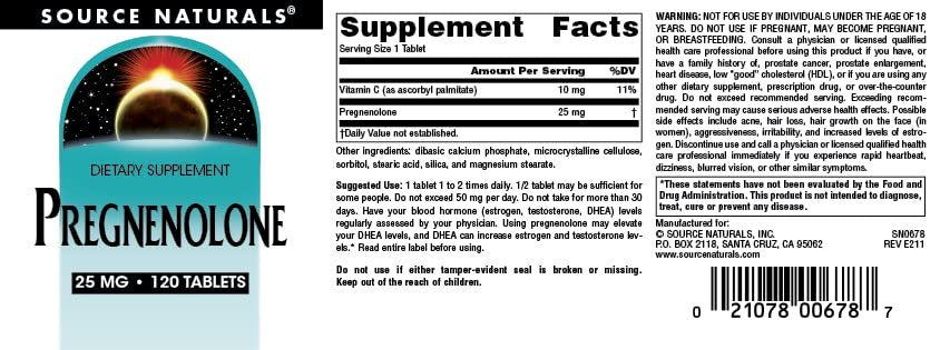 Source Naturals Pregnenolone 25mg - 120 Tablets - görsel 4