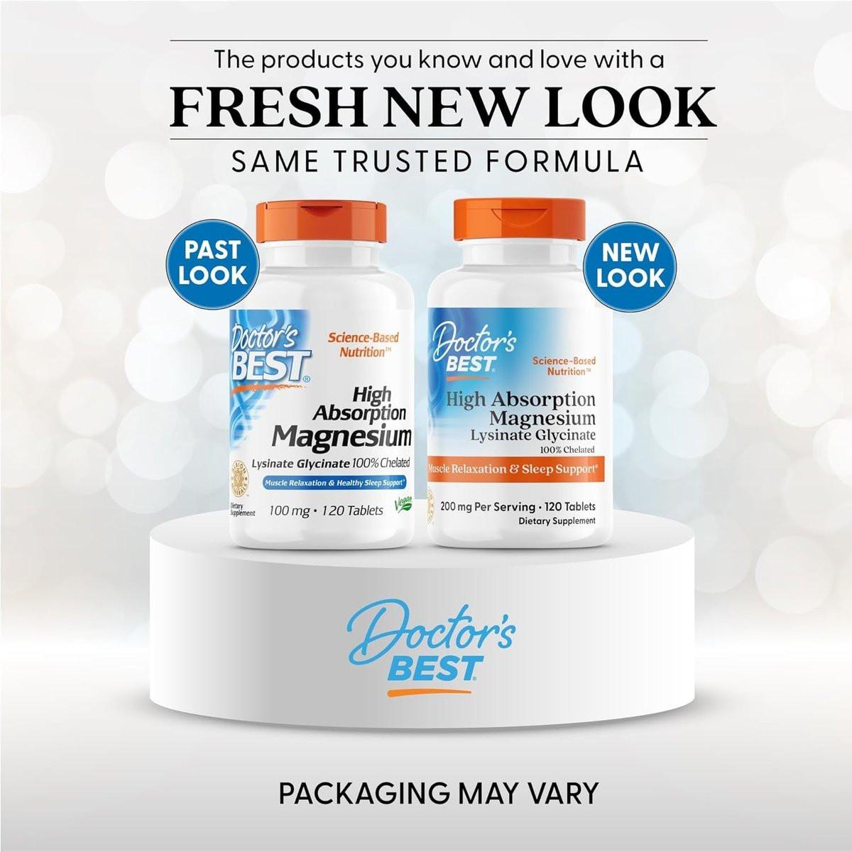 Doctor's Best High Absorption Magnesium Glycinate Lysinate Supplement for Sleep Support - Chelated Magnesium Tablets for Women & Men, 200mg per Serving, Supports Calm & Relaxation, Vegan - 120 Count - görsel 3