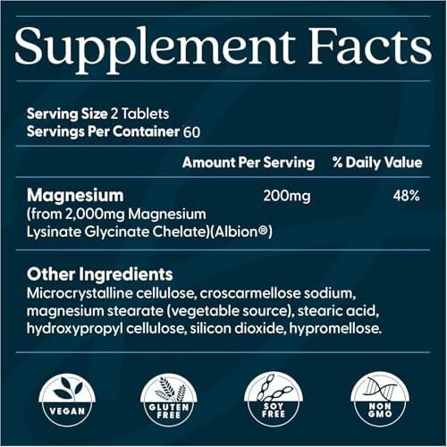 Doctor's Best High Absorption Magnesium Glycinate Lysinate Supplement for Sleep Support - Chelated Magnesium Tablets for Women & Men, 200mg per Serving, Supports Calm & Relaxation, Vegan - 120 Count - görsel 6