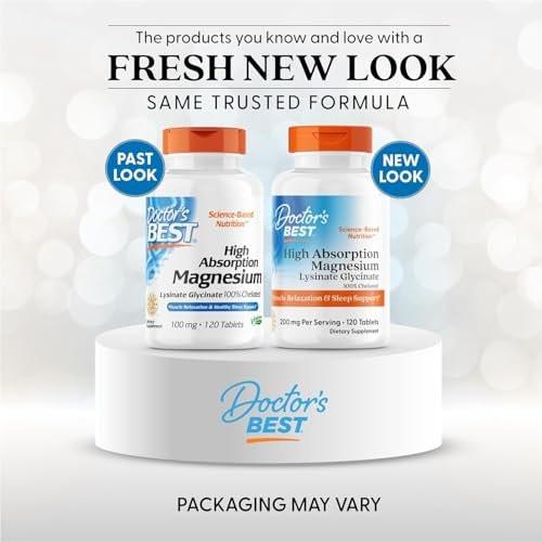 Doctor's Best High Absorption Magnesium Glycinate Lysinate Supplement for Sleep Support - Chelated Magnesium Tablets for Women & Men, 200mg per Serving, Supports Calm & Relaxation, Vegan - 120 Count - görsel 4