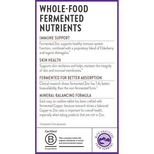 New Chapter Zinc Supplement, Fermented Zinc Complex, ONE Daily for Immune Support + Skin Health, Mineral-Balancing Formula Rich in Copper, Easy to Swallow & Digest, 60 Count (2 Month Supply) - görsel 17