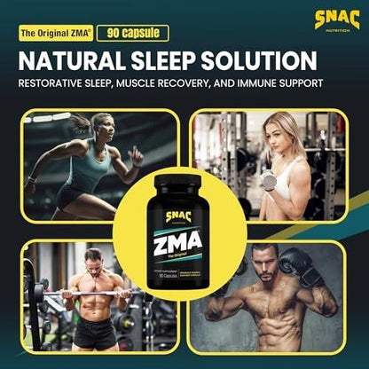 SNAC ZMA The Original Sleep & Recovery Supplement - Supports Muscle Recovery, Restful Sleep, Relaxation, Stress Relief and Immune Support with Magnesium, Zinc and Vitamin B6, 90 Veggie Capsules