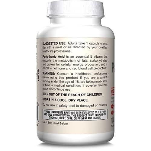Jarrow Formulas Pantothenic Acid B5 500 mg, Dietary Supplement, Vitamin B5 for Adrenal Hormone Support and Cellular Energy Metabolism, 100 Veggie Capsules, 100 Day Supply - görsel 10
