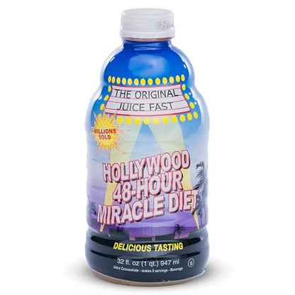 Hollywood Diet 48 Hour Detox Cleanse Drink 1 Pack, B-Vitamin Infused Juice for Body Reset, Hydration, and Energy | Ideal for Intermittent Fasting, Bloating Support, Event Prep - Fruity Flavor, 32 oz