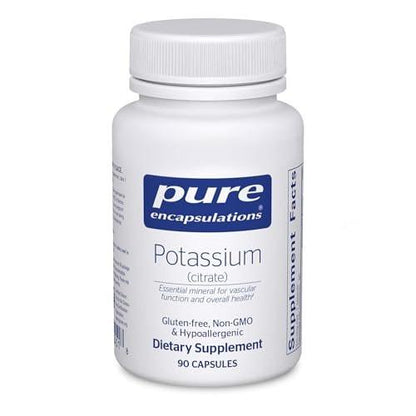 Pure Encapsulations Potassium (Citrate) - Essential Electrolyte Supplement to Support Nerve & Muscle Function, Adrenals, Hormones, Heart Health & Energy* - Potassium Citrate Capsule - 90 Capsules