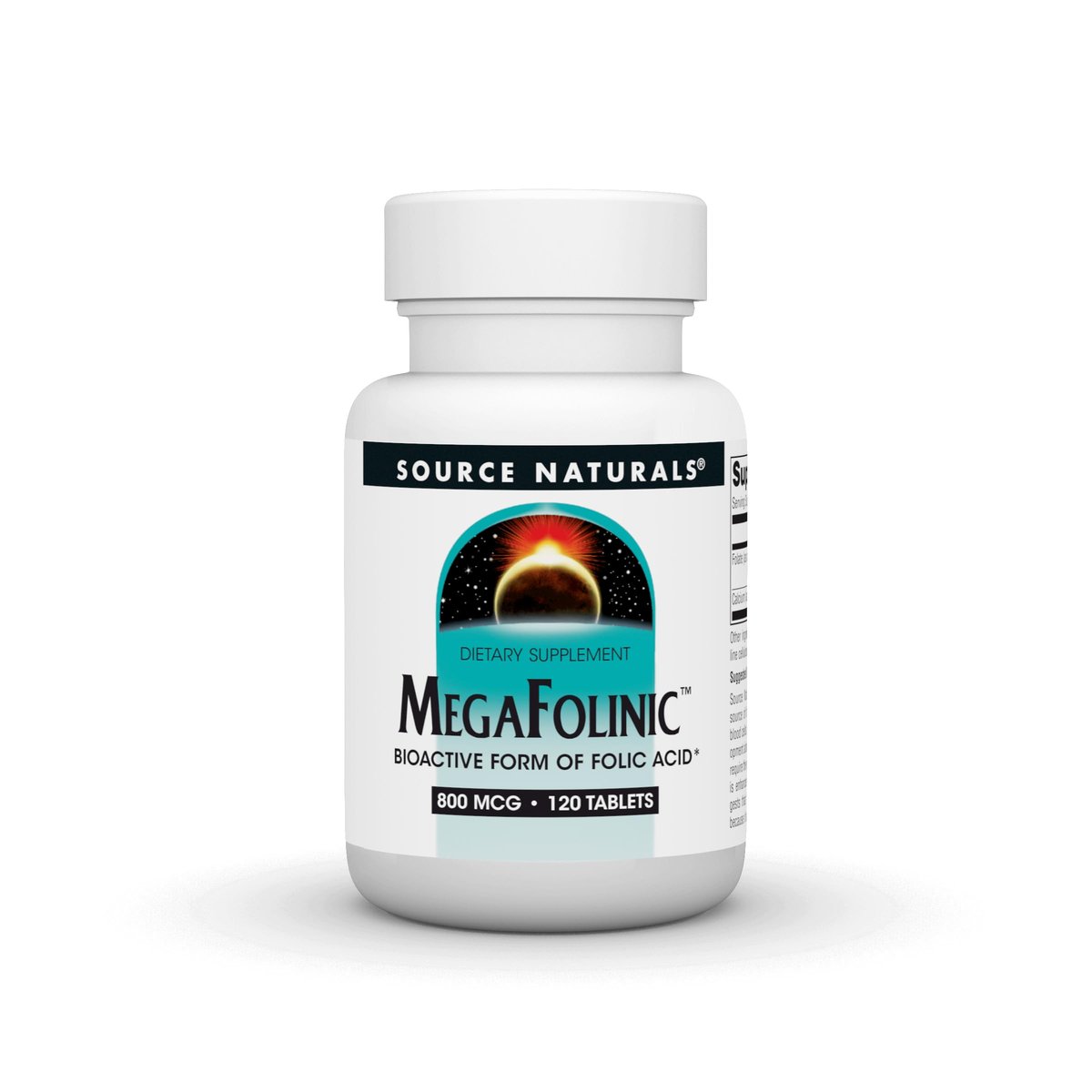 Source Naturals MegaFolinic, Bioactive Form of Folic Acid, 800 mcg - 120 Tablets - görsel 2