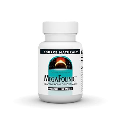 Source Naturals MegaFolinic, Bioactive Form of Folic Acid, 800 mcg - 120 Tablets