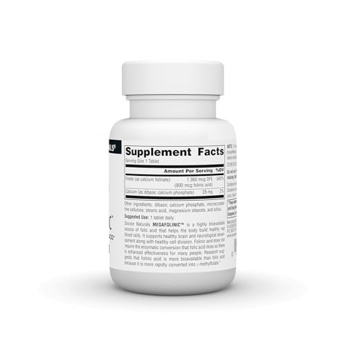 Source Naturals MegaFolinic, Bioactive Form of Folic Acid, 800 mcg - 120 Tablets - görsel 3