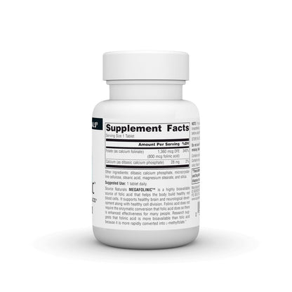 Source Naturals MegaFolinic, Bioactive Form of Folic Acid, 800 mcg - 120 Tablets