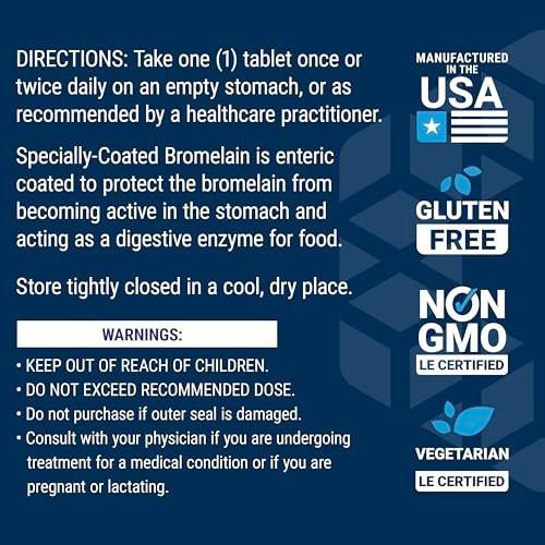 Life Extension Specially-Coated Bromelain, Pineapple Extract, Joint Health, Joint Comfort, Vegetarian, Gluten-Free, Non-GMO, 500 mg, 60 Enteric-Coated Tablets - görsel 2