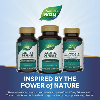 Nature's Way Gluten Defense Digestive Enzymes*, Helps Digest Wheat & Dairy(1), Gluten & Casein Digestive Enzymes*, 120 Vegan Capsules (Packaging May Vary)