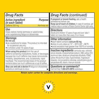 Vivarin Caffeine Pills, 200mg Caffeine per Dose, Safely and Effectively Helps You Stay Awake, No Sugar, Calories or Hidden Ingredients, Energy Supplement, 16 Tablets