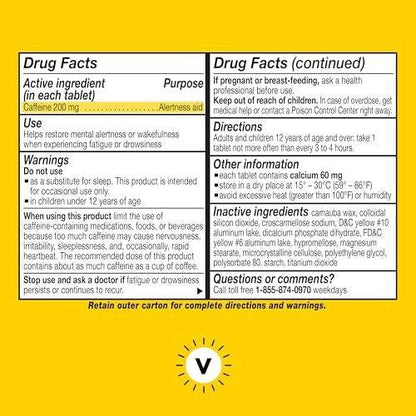 Vivarin Caffeine Pills 200mg per Dose, Stay Awake Safely & Effectively, No Sugar, Calories or Hidden Ingredients, Energy Supplement, 40 Count (Pack of 2)