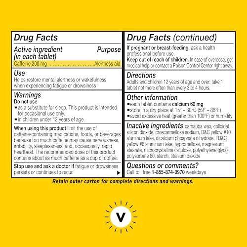 Vivarin Caffeine Pills 200mg per Dose, Stay Awake Safely & Effectively, No Sugar, Calories or Hidden Ingredients, Energy Supplement, 40 Count (Pack of 2) - görsel 7
