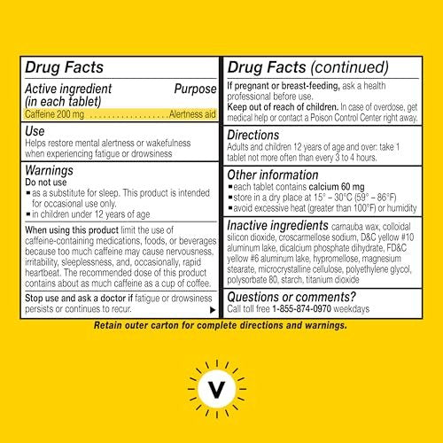 Vivarin Caffeine Pills, 200mg Caffeine per Dose, Safely and Effectively Helps You Stay Awake, No Sugar, Calories or Hidden Ingredients, Energy Supplement, 16 Tablets - görsel 3