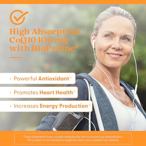 Doctor's Best High Absorption CoQ10 with BioPerine Supplement - Coenzyme Q10 Caps for Heart Health & Antioxidant Support, CoQ10 100mg for Women & Men, Non GMO, Naturally Fermented - 120 Veg Capsules - görsel 10