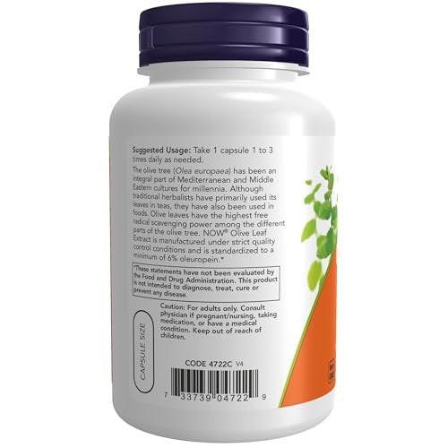 NOW Foods Supplements, Olive Leaf Extract 500 mg, Free Radical Scavenger*, 120 Veg Capsules - görsel 1