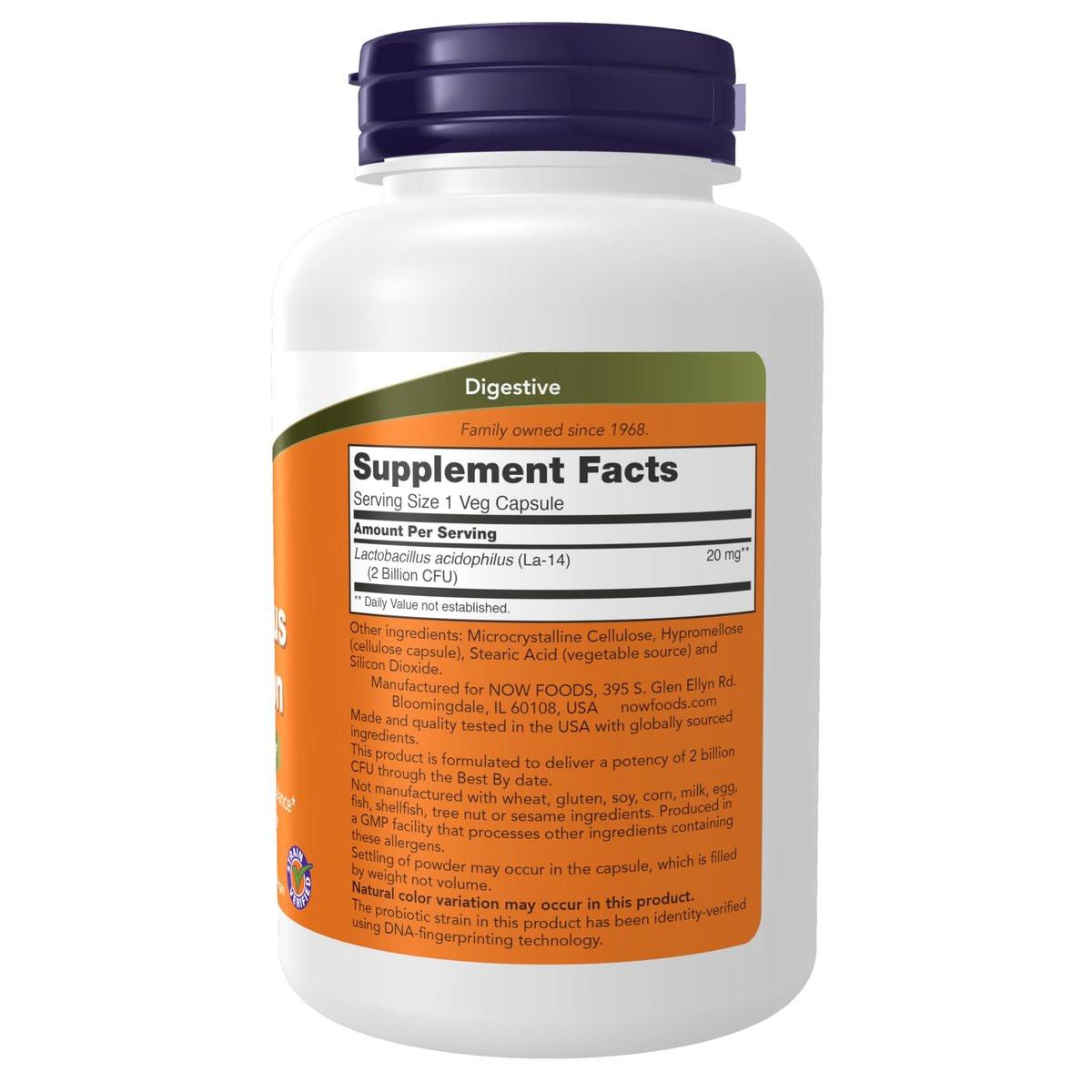 NOW Foods Supplements, Acidophilus, Two Billion, Strain Verified, Healthy Intestinal Flora*, 250 Veg Capsules - görsel 3