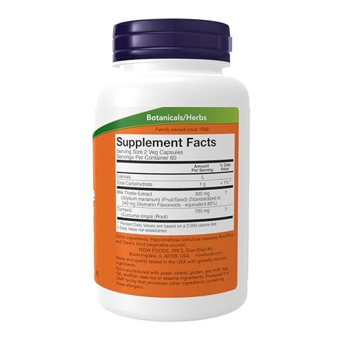 NOW Foods Supplements, Silymarin Milk Thistle Extract 150 mg with Turmeric, Supports Liver Function*, 120 Veg Capsules - görsel 4