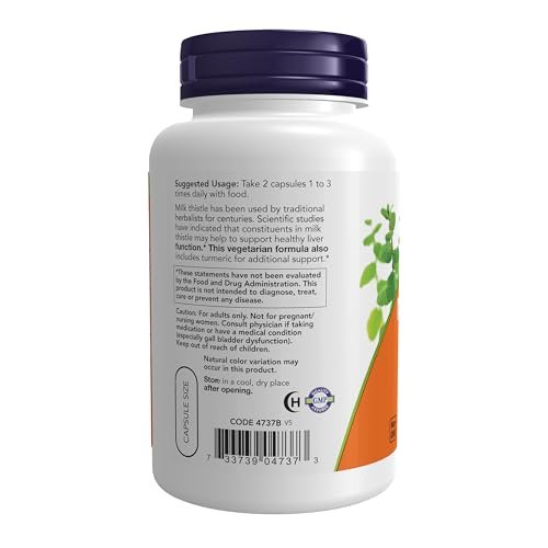 NOW Foods Supplements, Silymarin Milk Thistle Extract 150 mg with Turmeric, Supports Liver Function*, 120 Veg Capsules - görsel 6