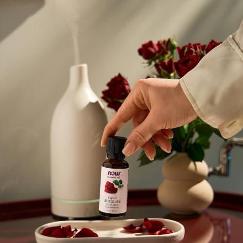 NOW Essential Oils, Rose Absolute, 5% Blend of Pure Rose Absolute Oil in Pure Jojoba Oil, Romantic Aromatherapy Scent, Vegan, Child Resistant Cap, 1-Ounce - görsel 3