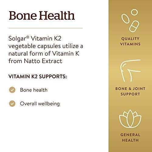 Solgar Naturally Sourced Vitamin K2 (MK-7) 100 mcg - 50 Vegetable Capsules - Supports Bone Health - Whole Food Source from Natto Extract - Non-GMO, Gluten Free - 50 Total Servings - görsel 8