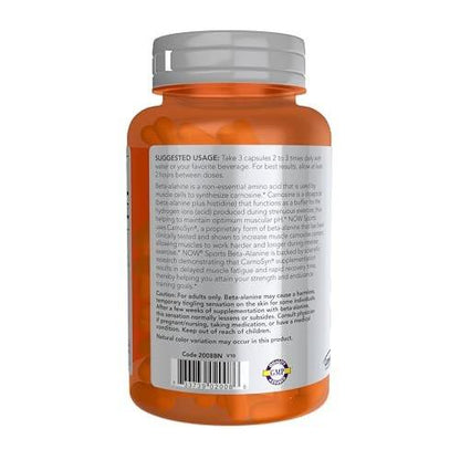 NOW Foods Sports Nutrition, Beta-Alanine 750 mg, Delays Muscle Fatigue*, Endurance*, 120 Veg Capsules