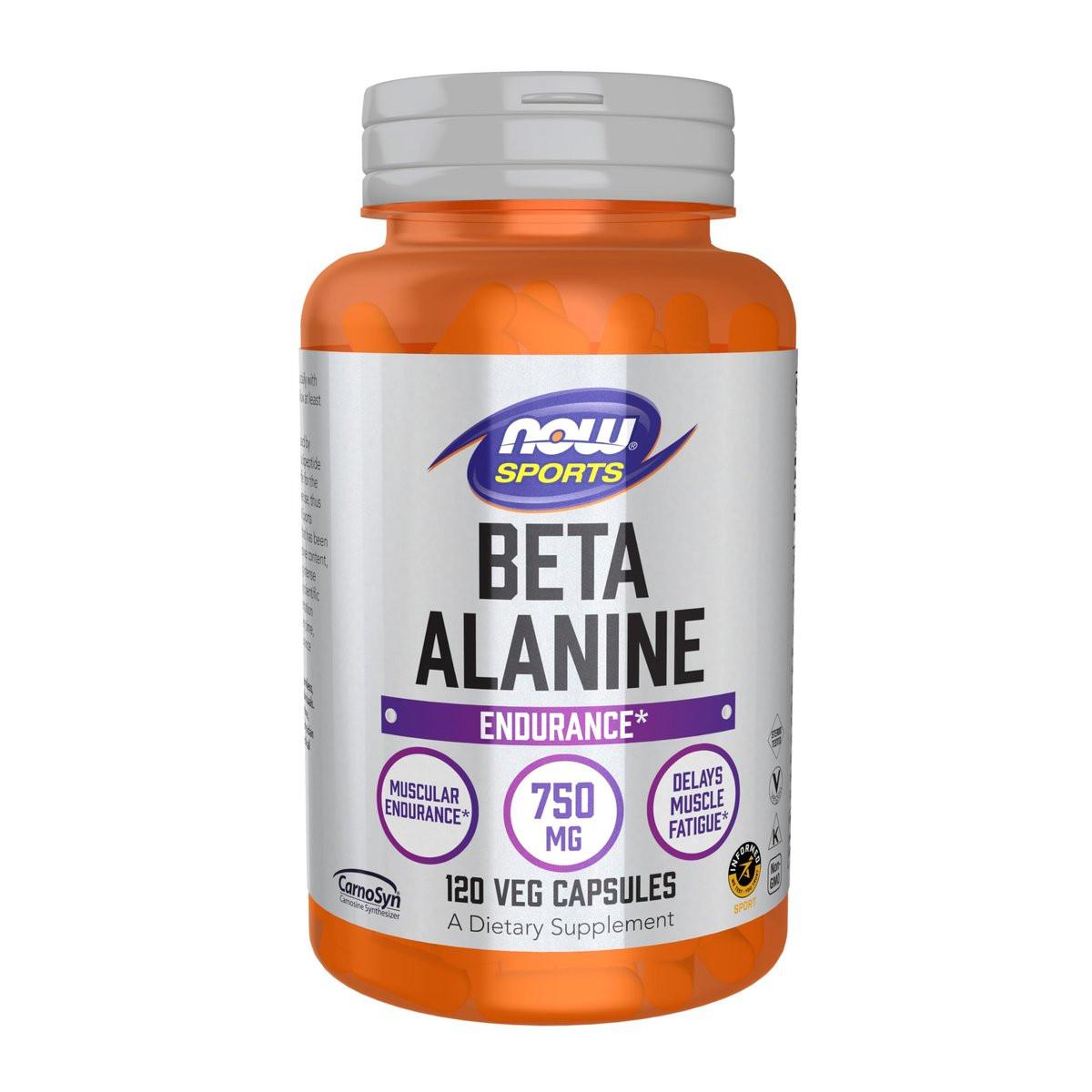 NOW Foods Sports Nutrition, Beta-Alanine 750 mg, Delays Muscle Fatigue*, Endurance*, 120 Veg Capsules - görsel 1