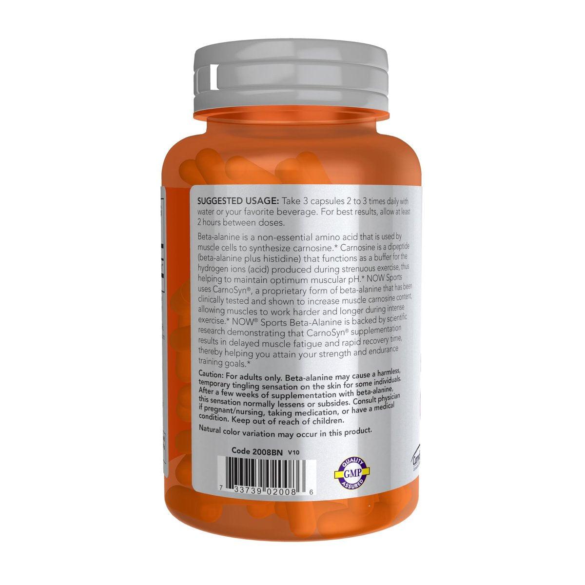NOW Foods Sports Nutrition, Beta-Alanine 750 mg, Delays Muscle Fatigue*, Endurance*, 120 Veg Capsules - görsel 5