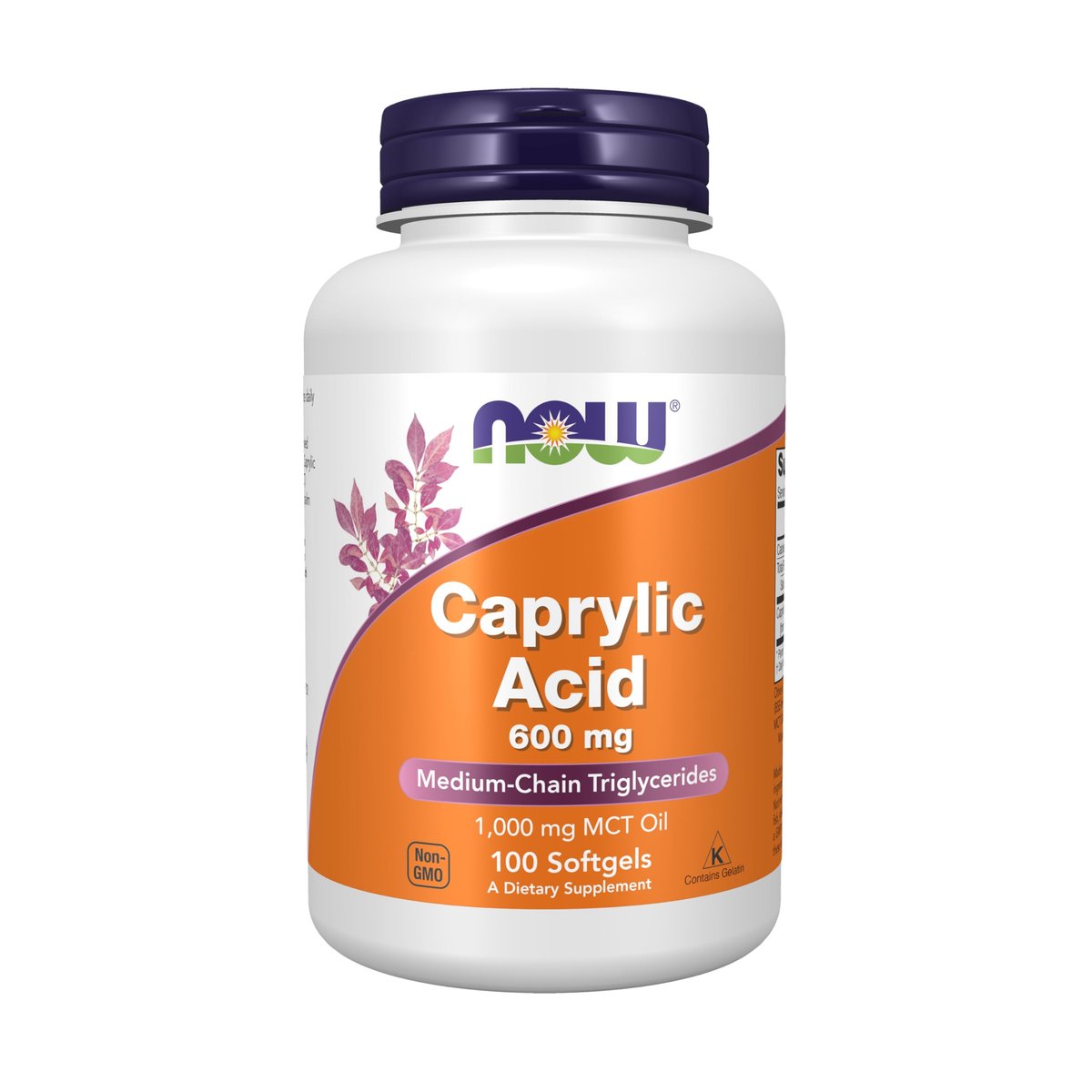 NOW Foods Supplements, Caprylic Acid 600 mg, MCT (Medium-Chain Triglycerides), 100 Softgels - görsel 2