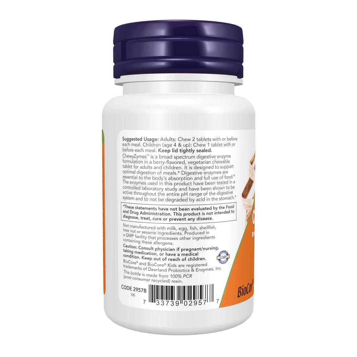 NOW Foods Supplements, ChewyZymes, Broad Spectrum Chewable Enzymes, Berry Flavor, 90 Chewables - görsel 1