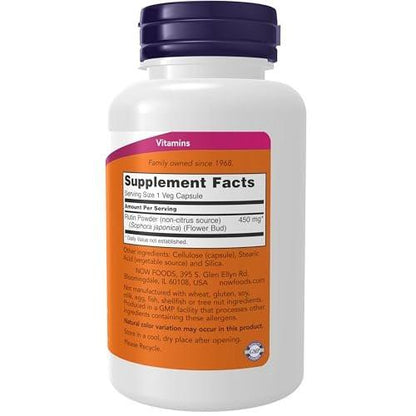 NOW Foods Supplements, Rutin (Sophora japonica) 450 mg, Free Radical Scavenger*, Cell Defense*, 100 Veg Capsules