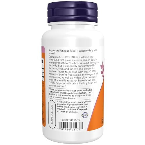NOW Foods Supplements, CoQ10 (Coenzyme Q10) 200 mg, Cardiovascular Health*, 60 Veg Capsules - görsel 6
