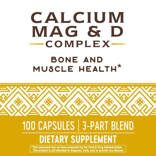 Nature's Way Calcium Magnesium & Vitamin D Complex, Healthy Bones & Teeth, Muscle Function,* Muscle Relaxation,* with Vitamin D3, Gluten Free, 100 Capsules (Packaging May Vary)